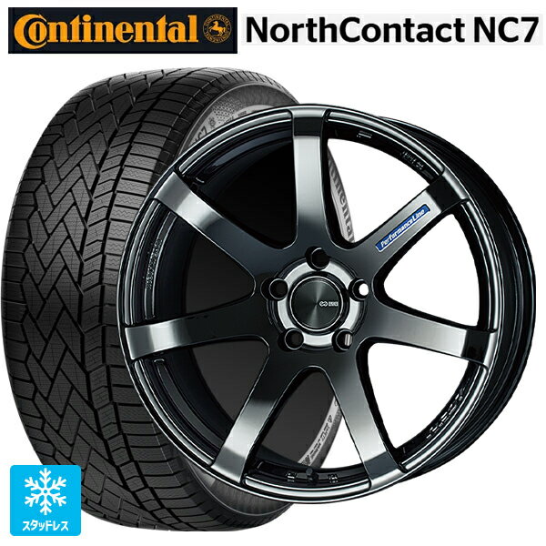 マツダ CX-80(KL5/KL3系)用 235/55R19 105T XL コンチネンタル ノースコンタクトNC7 正規品 エンケイ パフォーマンスライン PF07 SBK 新品スタッドレスタイヤホイール 4本セット