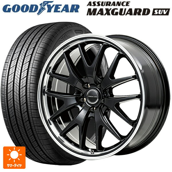 ミツビシ デリカD5(3DA系)用 225/55R18 98V グッドイヤー アシュアランス マックスガード SUV エムアイディー MIDホイール エグゼ7 # グロスブラック/ラインポリッシュ 新品サマータイヤホイール 4本セット