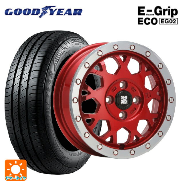 【6/15〜16限定 全品P5倍＆クーポン】165/60R14 75H グッドイヤー エフィシェントグリップ エコ EG02 # エムエルジェイ エクストリームJ XJ04 Candy Red MC 14-4.5J 国産車用 サマータイヤホイール4本セット