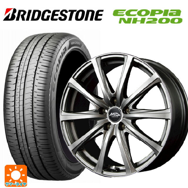 トヨタ プリウス(50系)用 195/65R15 91H ブリヂストン エコピア NH200 正規品 エムアイディー MIDホイール V25 メタリックグレー 新品サマータイヤホイール 4本セット