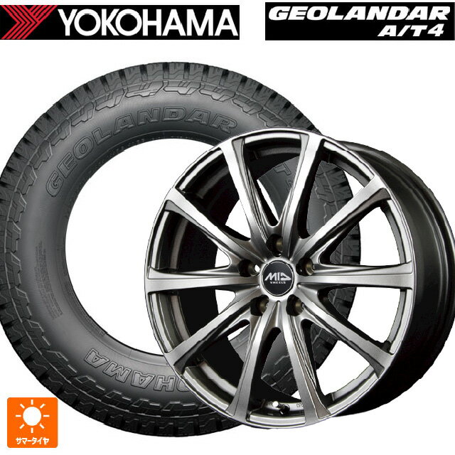 ミツビシ アウトランダーPHEV(5LA GNOW)用 235/60R18 107H XL ヨコハマ ジオランダー AT4 G018 ブラックレター 正規品 エムアイディー MIDホイール V25 メタリックグレー 新品サマータイヤホイール 4本セット