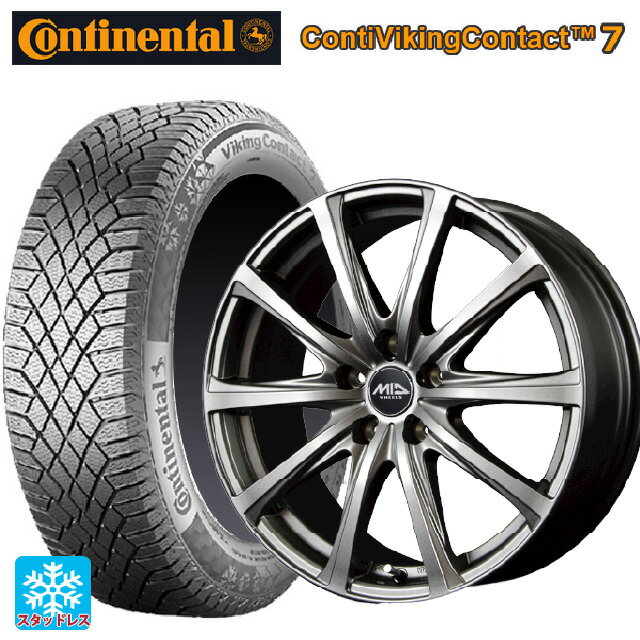 205/65R15 99T XL コンチネンタル コンチバイキングコンタクト7 正規品 エムアイディー MIDホイール V25 メタリックグレー 15-6J 国産車用 スタッドレスタイヤホイール4本セット