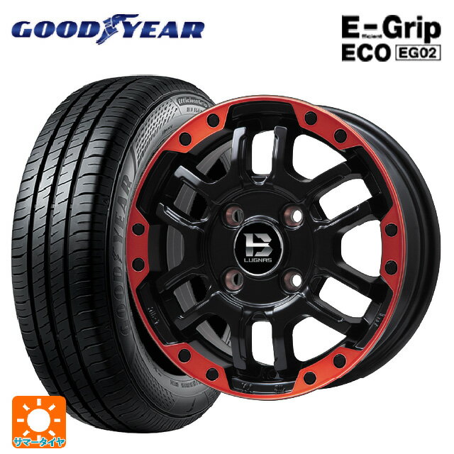 【6/15〜16限定 全品P5倍＆クーポン】165/50R15 73V グッドイヤー エフィシェントグリップ エコ EG02 ビックウェイ ビーラグナス エフアールディー マットブラックリムレッド 15-4.5J 国産車用 サマータイヤホイール4本セット