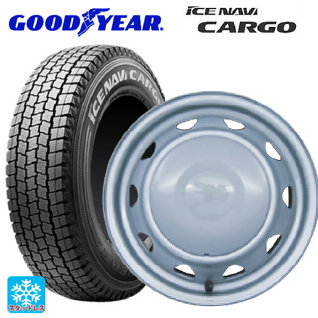 145/80R12 80/78N グッドイヤー アイスナビ カーゴ ウェッズ キャロウィン PK401F スチール(シルバー) 12-4J 国産車用 スタッドレスタイヤホイール4本セット