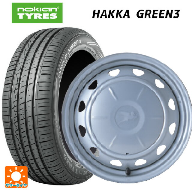 185/70R14 88T ノキアン ハッカ グリーン3 ウェッズ キャロウィン PC503 スチール(シルバー) 14-5J 国産車用 サマータイヤホイール4本セット