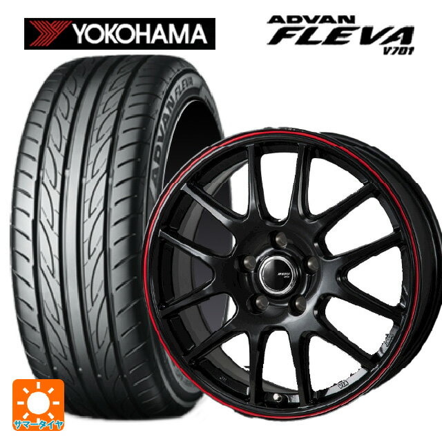 165/50R15 73V ヨコハマ アドバン フレバ V701 正規品 ジャパン三陽 ジェイピースタイル ジェファ パールブラック/レッドライン 15-4.5J 国産車用 サマータイヤホイール4本セット