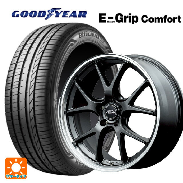 ミツビシ デリカD5(3DA系)用 225/55R18 98V グッドイヤー エフィシェントグリップ コンフォート エムアイディー MIDホイール エグゼ5 Vセレクション セミグロスガンメタ/リムポリッシュ 新品サマータイヤホイール 4本セット
