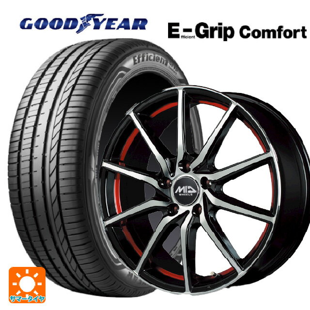 175/65R15 84H グッドイヤー エフィシェントグリップ コンフォート エムアイディー MIDホイール RX810 BP/RED 15-5.5J 国産車用 サマータイヤホイール4本セット