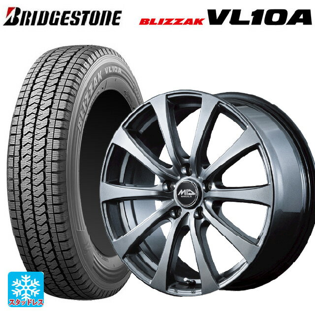 トヨタ サクシード(160系)用 175/80R14 99/98N ブリヂストン ブリザック VL10A 正規品 エムアイディー MIDホイール G10 メタリックグレー 新品スタッドレスタイヤホイール 4本セット