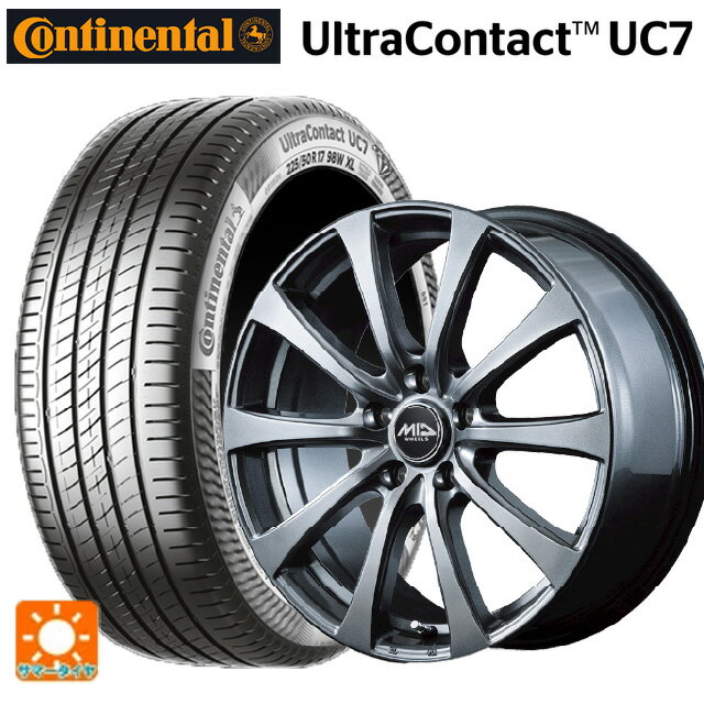 ミツビシ デリカD5(3DA系)用 225/55R18 102Y XL コンチネンタル ウルトラコンタクト UC7 正規品 エムアイディー MIDホイール G10 メタリックグレー 新品サマータイヤホイール 4本セット