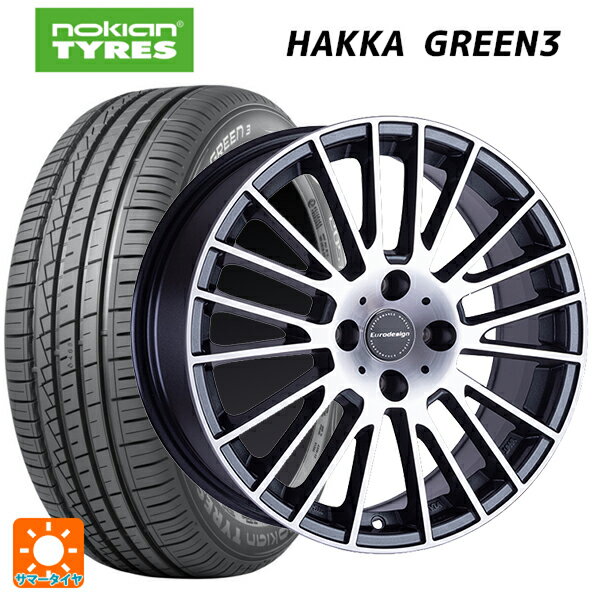 ルノー キャプチャー(2RH5F1)用 205/60R16 96V XL ノキアン ハッカ グリーン3 阿部商会 ユーロデザイン カルヴァー ガンメタリック＋ポリッシュ 新品サマータイヤホイール 4本セット