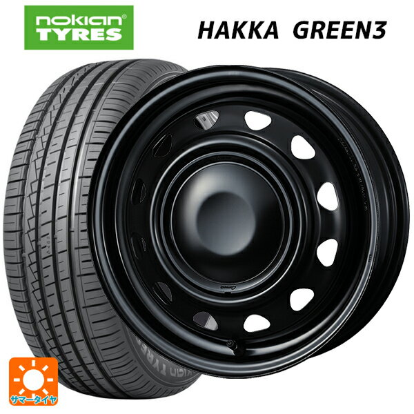 【6/22 20時〜 全品P5倍＆クーポン】155/65R14 75T ノキアン ハッカ グリーン3 ウェッズ ネオキャロ スチールホイール # セミマットブラック+ブラックキャップ 14-4.5J 国産車用 サマータイヤホイール4本セット