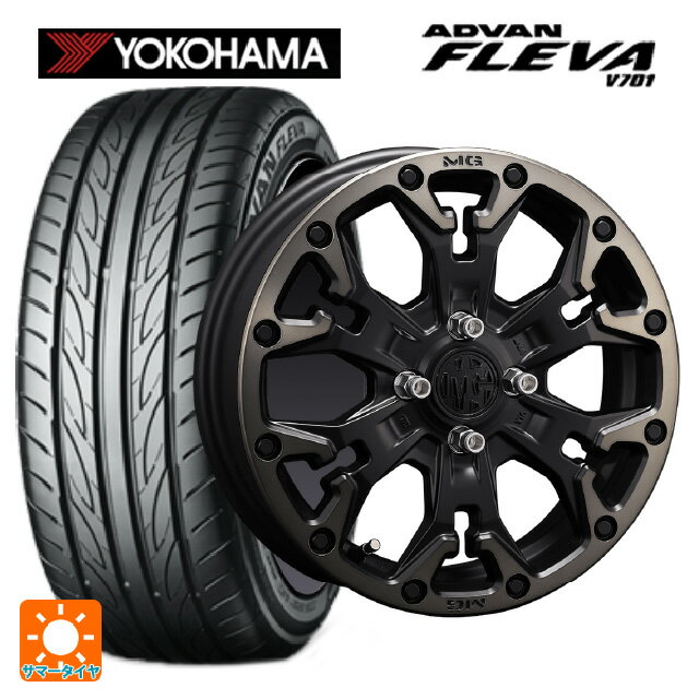 【6/11 1:59迄 全品ポイント5倍】165/55R15 75V ヨコハマ アドバン フレバ V701 正規品 クリムソン MG ゴーレム ジュニア マットブラッククリア 15-4.5J 国産車用 サマータイヤホイール4本セット
