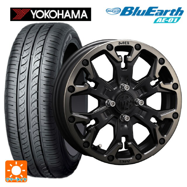 【6/22 20時〜 全品P5倍＆クーポン】165/55R15 75V ヨコハマ ブルーアース AE01 クリムソン MG ゴーレム ジュニア マットブラッククリア 15-4.5J 国産車用 サマータイヤホイール4本セット