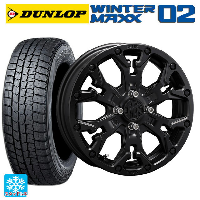 【6/15〜16限定 全品P5倍＆クーポン】165/55R15 75Q ダンロップ ウィンターマックス 02(WM02) クリムソン MG ゴーレム ジュニア マットブラック 15-4.5J 国産車用 スタッドレスタイヤホイール4本セット