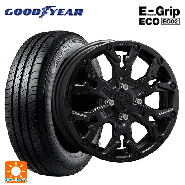 【6/15〜16限定 全品P5倍＆クーポン】165/55R15 75V グッドイヤー エフィシェントグリップ エコ EG02 クリムソン MG ゴーレム ジュニア マットブラック 15-4.5J 国産車用 サマータイヤホイール4本セット