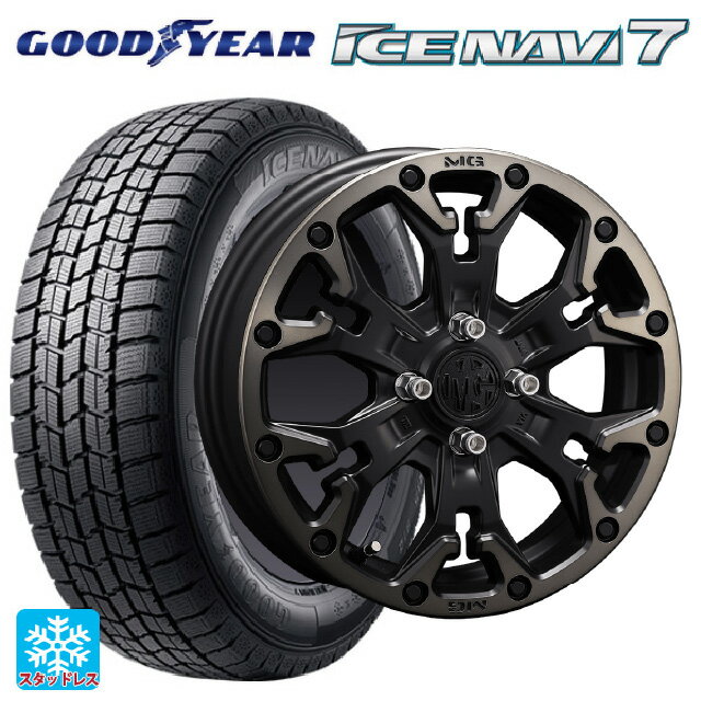 2021年製 165/55R14 72Q グッドイヤー アイスナビ7(数量限定) クリムソン MG ゴーレム ジュニア マットブラッククリア 14-4.5J 国産車用 スタッドレスタイヤホイール4本セット