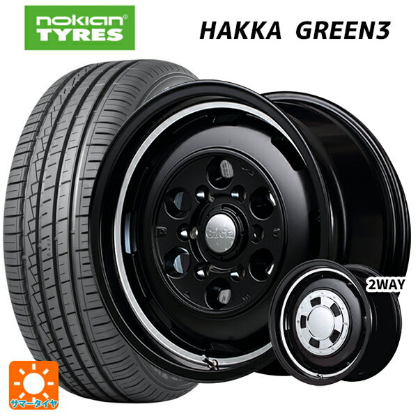 【6/22 20時〜 全品P5倍＆クーポン】155/65R14 75T ノキアン ハッカ グリーン3 エムアイディー ガルシア シスコ セミグロスブラック＋リムヴァーレイポリッシュ 14-4.5J 国産車用 サマータイヤホイール4本セット
