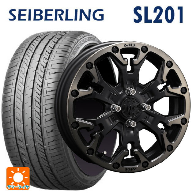 【6/15〜16限定 全品P5倍＆クーポン】165/50R15 73V セイバーリング セイバーリング SL201(ブリヂストン工場生産） クリムソン MG ゴーレム ジュニア マットブラッククリア 15-4.5J 国産車用 サマータイヤホイール4本セット