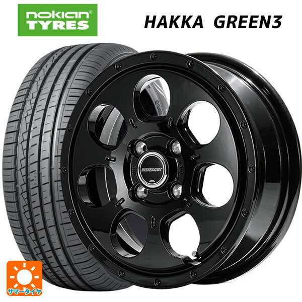 【6/22 20時〜 全品P5倍＆クーポン】155/65R14 75T ノキアン ハッカ グリーン3 エムアイディー MIDホイール マッドエージェント セミグロスブラック 14-4.5J 国産車用 サマータイヤホイール4本セット