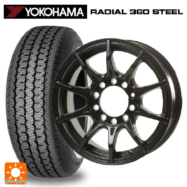 【6/22 20時〜 全品P5倍＆クーポン】215/65R16 96S ヨコハマ ラディアル360スチール ホワイトリボン ゴジゲン マットブラック 16-5.5J 国産車用 サマータイヤホイール4本セット