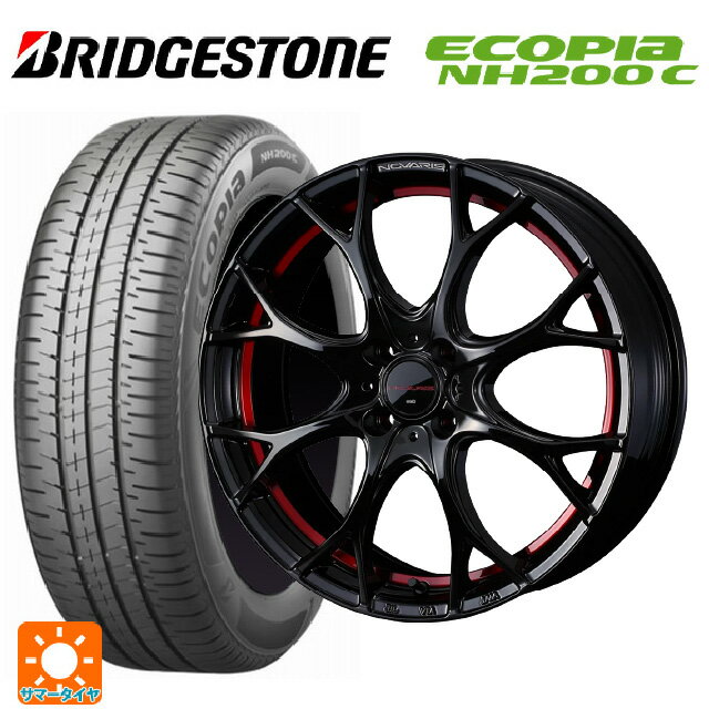 【6/22 20時〜 全品P5倍＆クーポン】165/55R14 72V ブリヂストン エコピア NH200C 正規品 ウェッズ ノヴァリス ローグユーワイ BK/RED 14-4.5J 国産車用 サマータイヤホイール4本セット