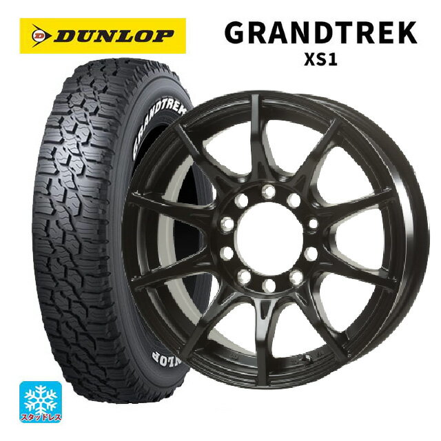 スズキ ジムニー(64系)用 215/70R16 100/97N ダンロップ グラントレックXS1 ホワイトレター # ゴジゲン マットブラック 新品スタッドレスタイヤホイール 4本セット