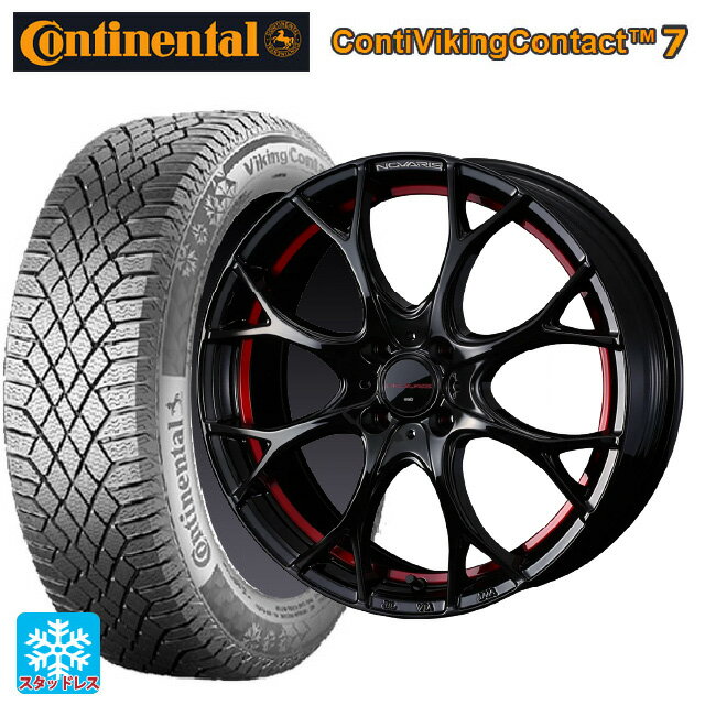 【6/22 20時〜 全品P5倍＆クーポン】155/65R14 75T コンチネンタル コンチバイキングコンタクト7 正規品 ウェッズ ノヴァリス ローグユーワイ BK/RED 14-4.5J 国産車用 スタッドレスタイヤホイール4本セット