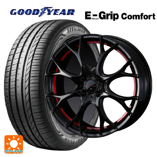 【6/11 1:59迄 全品ポイント5倍】165/50R15 73V グッドイヤー エフィシェントグリップ コンフォート ウェッズ ノヴァリス ローグユーワイ BK/RED 15-4.5J 国産車用 サマータイヤホイール4本セット