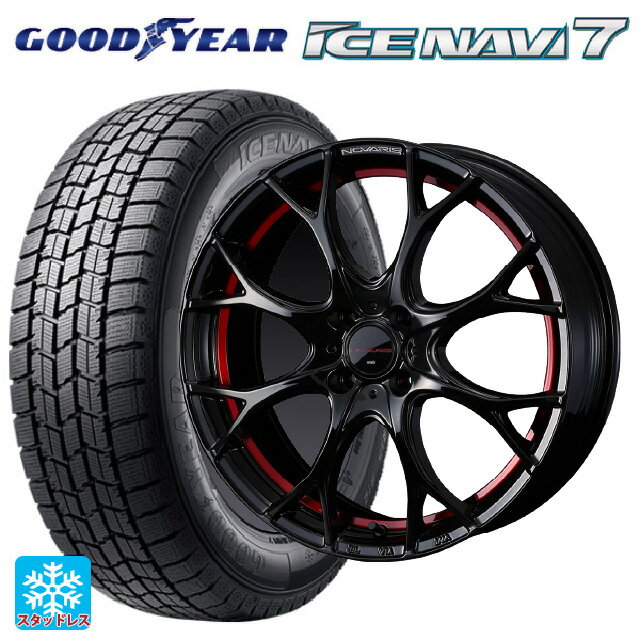 【6/15〜16限定 全品P5倍＆クーポン】165/55R15 75Q グッドイヤー アイスナビ7(数量限定) ウェッズ ノヴァリス ローグユーワイ BK/RED 15-4.5J 国産車用 スタッドレスタイヤホイール4本セット