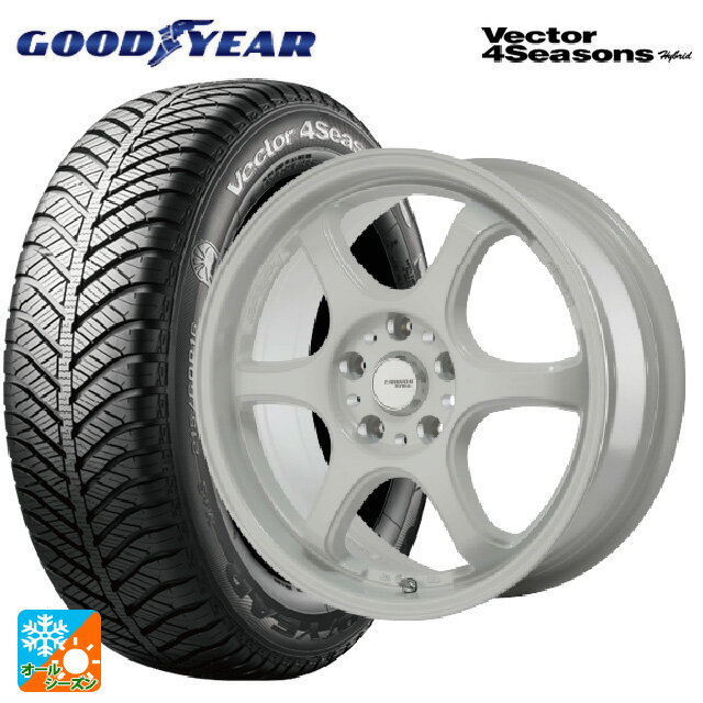 【6/11 1:59迄 全品ポイント5倍】215/45R17 91H XL グッドイヤー ベクターフォーシーズンズ ハイブリッド ゴジゲン ホワイト 17-7J 国産車用 オールシーズンタイヤホイール4本セット