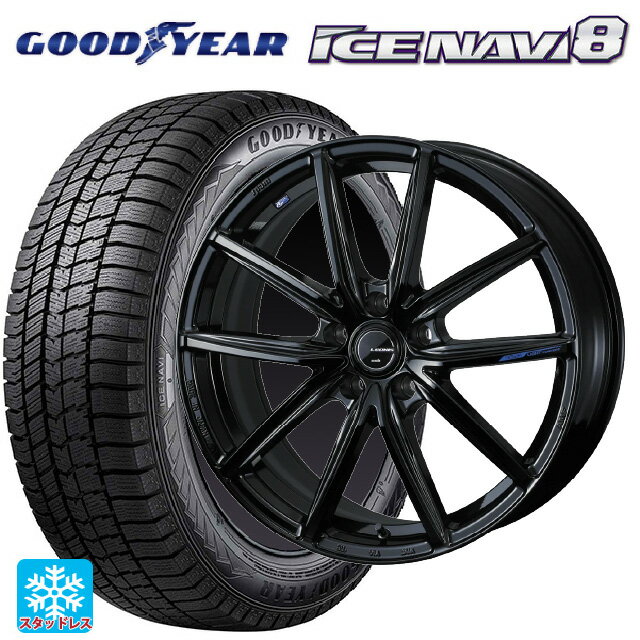 215/45R17 87Q グッドイヤー アイスナビ8 # ウェッズ レオニス ナヴィア08 PBK 17-7J 国産車用 スタッドレスタイヤホイール4本セット