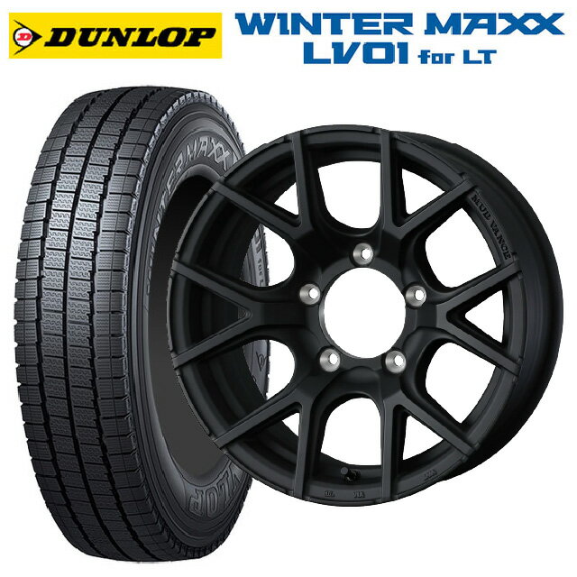 スズキ ジムニーシエラ(74系)用 225/70R16 117/115N ダンロップ ウィンターマックス LV01 for VAN ウェッズ マッドヴァンス SD FMBK 新品スタッドレスタイヤホイール 5本セット