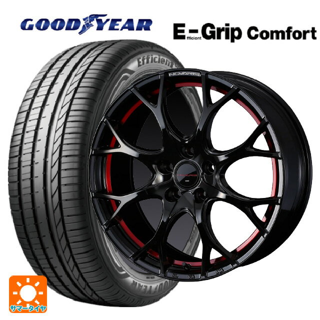 205/50R17 93V XL グッドイヤー エフィシェントグリップ コンフォート ウェッズ ノヴァリス ローグユーワイ BK/RED 17-7J 国産車用 サマータイヤホイール4本セット