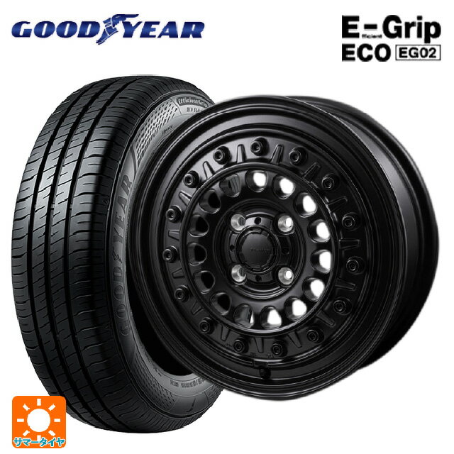 【6/22 20時〜 全品P5倍＆クーポン】165/65R14 79S グッドイヤー エフィシェントグリップ エコ EG02 ジャパン三陽 ハイブロック ターマー サテンブラック 14-5J 国産車用 サマータイヤホイール4本セット