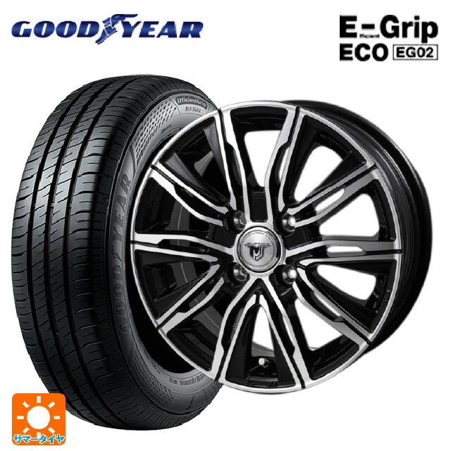 【6/22 20時〜 全品P5倍＆クーポン】175/65R14 82S グッドイヤー エフィシェントグリップ エコ EG02 # ジャパン三陽 ジェイピースタイル エムジェイクロス ブラックメタリックポリッシュ 14-5J 国産車用 サマータイヤホイール4本セット