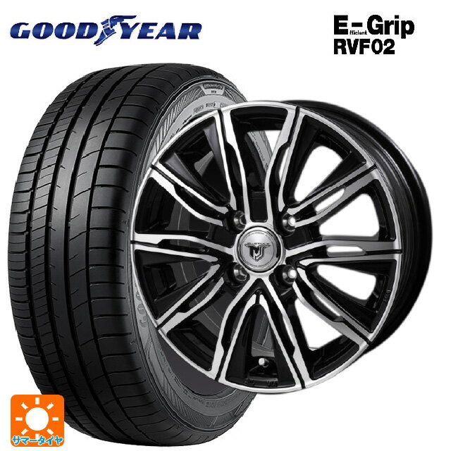 【6/15〜16限定 全品P5倍＆クーポン】165/65R14 79H グッドイヤー エフィシェントグリップ RVF02 ジャパン三陽 ジェイピースタイル エムジェイクロス ブラックメタリックポリッシュ 14-5J 国産車用 サマータイヤホイール4本セット