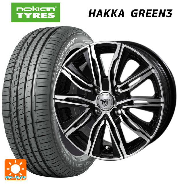 【6/22 20時〜 全品P5倍＆クーポン】195/55R15 89V XL ノキアン ハッカ グリーン3 ジャパン三陽 ジェイピースタイル エムジェイクロス ブラックメタリックポリッシュ 15-5.5J 国産車用 サマータイヤホイール4本セット