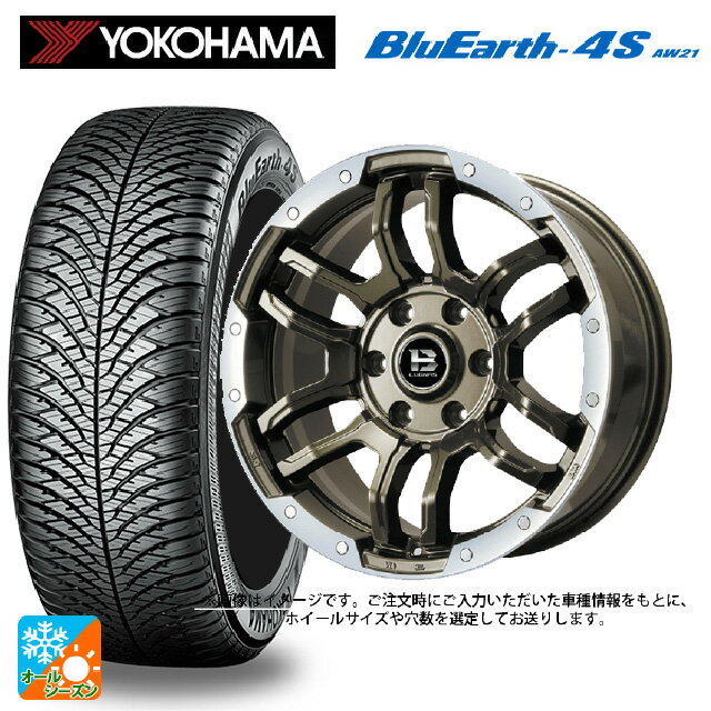 【6/15〜16限定 全品P5倍＆クーポン】195/55R16 87H ヨコハマ ブルーアース4S AW21 ビックウェイ ビーラグナス エフアールディー ブロンズリムポリッシュ 16-6.5J 国産車用 オールシーズンタイヤホイール4本セット