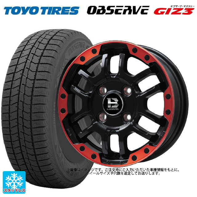 【6/11 1:59迄 全品ポイント5倍】215/60R17 96Q トーヨー オブザーブ ガリットギズ3 ビックウェイ ビーラグナス エフアールディー マットブラックリムレッド 17-7J 国産車用 スタッドレスタイヤホイール4本セット