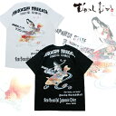 和柄 Tシャツ メンズ 半袖 京都 和柄ブランド 手描友禅 京高盛絵 プリント むかしむかし 天女鯉