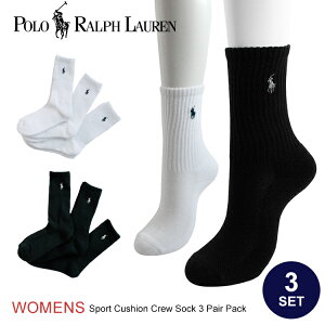 Polo Ralph Lauren ポロ ラルフローレン 靴下 ソックス レディース クルーソックス スクールソックス 3足セット 7310PK ホワイト ブラック
