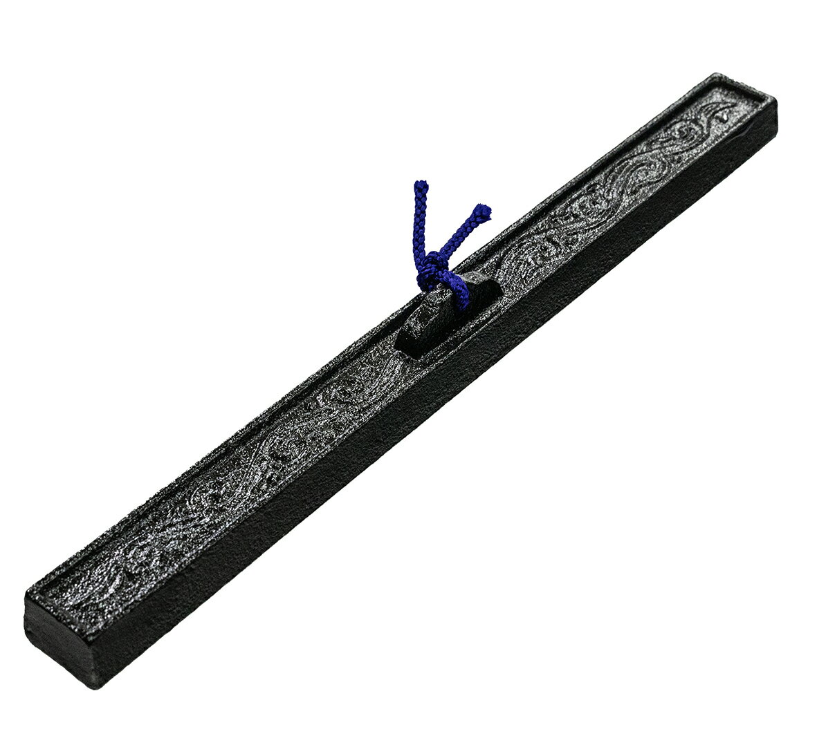 弘梅堂 書道 文鎮 ペーパーウエイト 唐草 黒 高岡鉄器 265g 214×20×20mm