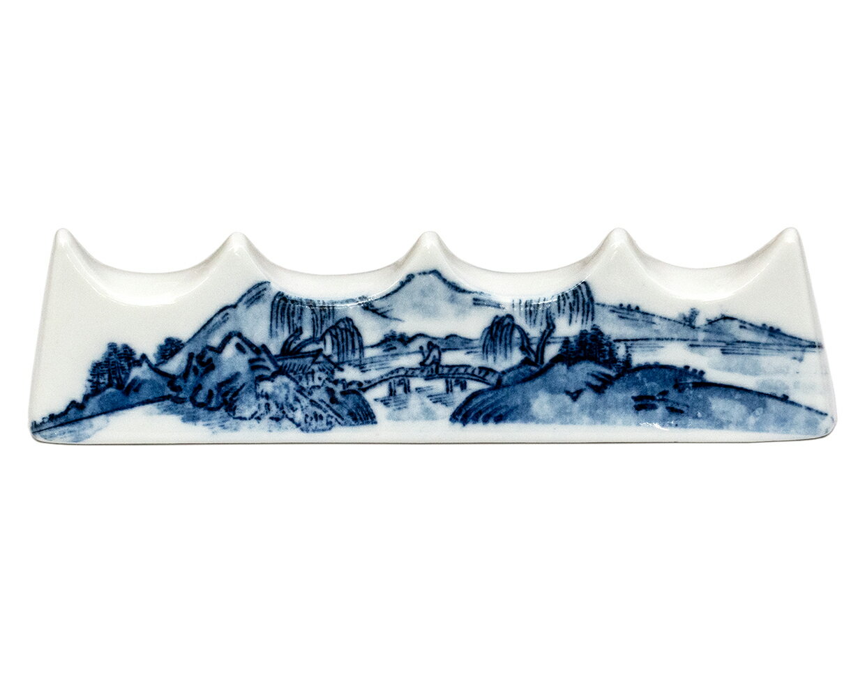 筆置き 山水 染付 美濃焼