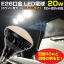 LED電球 防水 20w 直流 12v 24v 対応 E26 電球 広配光 全2色(ホワイト / オレンジ) 船舶用 LED 船 ボート 漁船 イカ釣り 集魚灯 シラスウナギ デッキライト 作業灯 マリンランプ 無極性 ノイズレス 従来の 40w クラスの明るさ