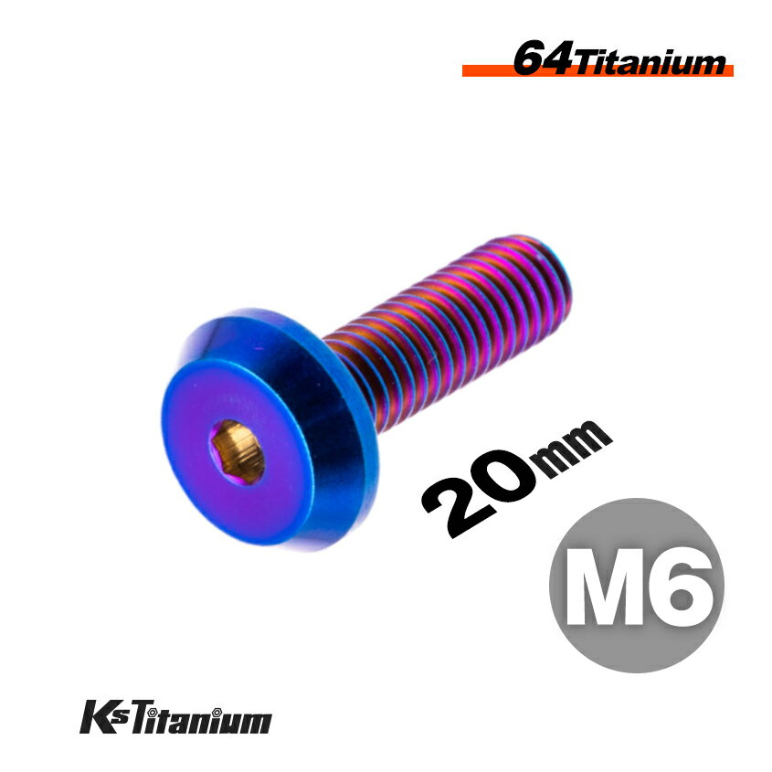 チタンボルト M6×20 P1.0 焼き色 1本 64チタン テーパーヘッド ボタンボルト M6 全ネジ バイク レストア パーツ チタン カスタム ドレスアップ 旧車 レストア 修理 部品