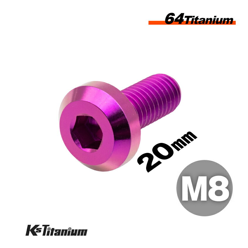 チタンボルト M8×20 全ネジ P1.25 テーパーヘッド ボタンボルト パープル 1本 64チタン M8 バイク レストア パーツ チタン カスタム ドレスアップ 旧車 レストア 修理 部品