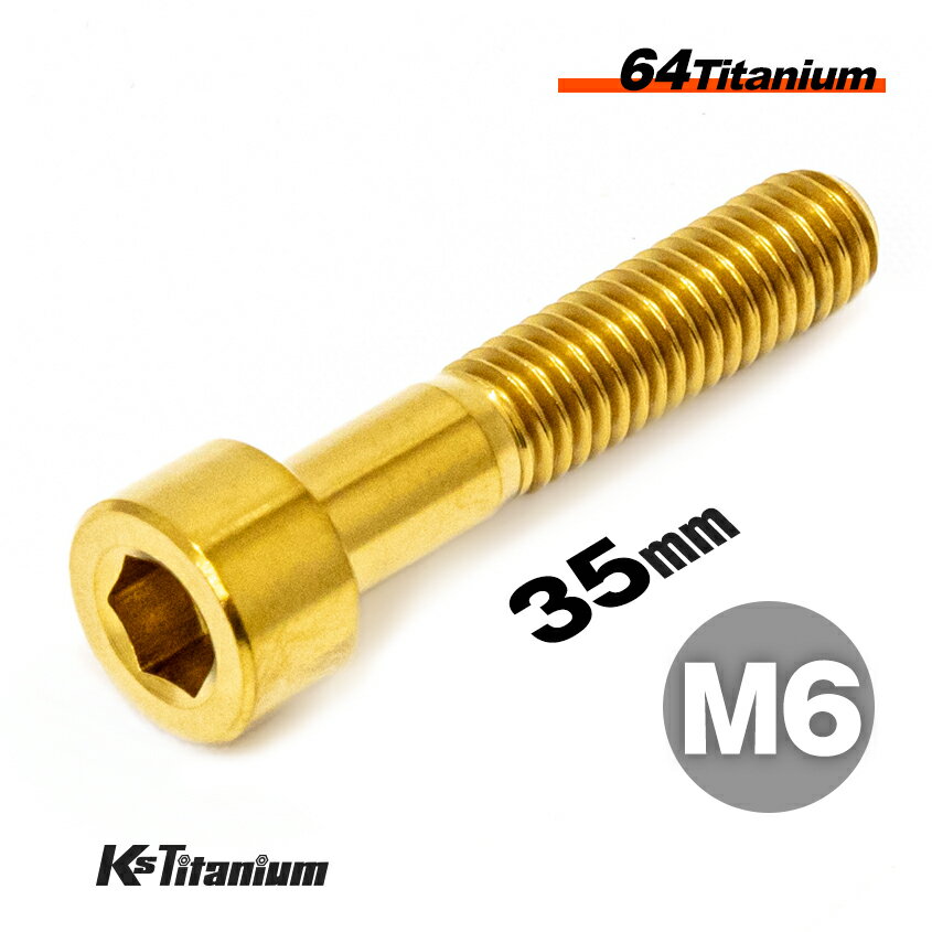 チタンボルト M6×35 P1.0 単品 1本売り 64チタン キャップボルト スレッド 25mm Ti-6Al-4V Gr5 チタン合金 バイク パーツ 自転車 ボル..