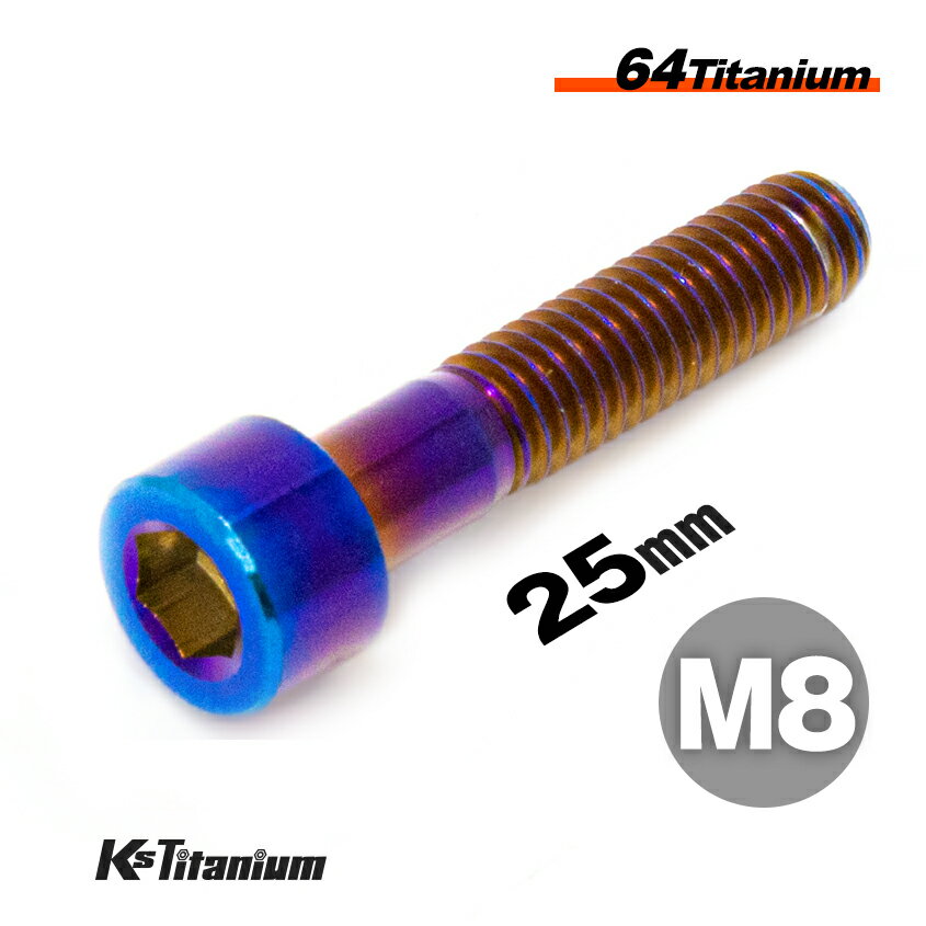 M8×25 P1.25 チタンボルト 1本 8mm 25mm ピッチ1.25 シルバー テーパーボルト キャップボルト クランクケース バイク ポイントカバー カウル 車 自転車 ステム ロードバイク ネジ 64チタン