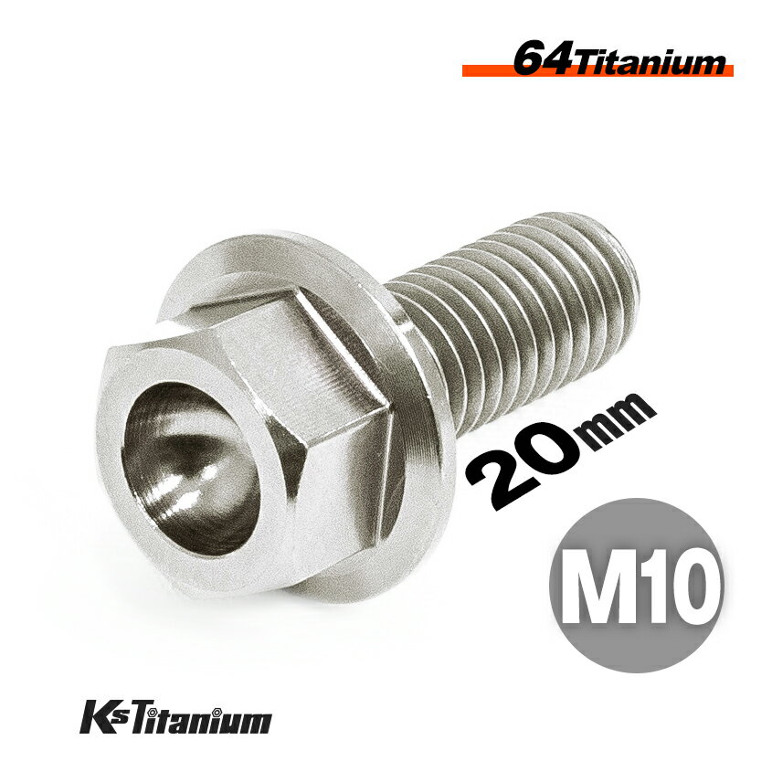 チタンボルト M10×20 P1.25 単品 1本売り 64チタン フランジボルト 全ネジ Ti-6Al-4V Gr5 チタン合金 バイク パーツ 自転車 ボルト M10 チタン カスタム ドレスアップ 旧車 レストア 修理 部品